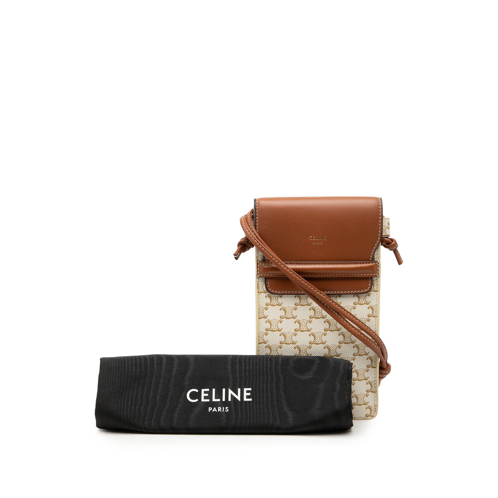 Pre-Loved Celine Triomphe Coated Canvas Phone Pouch Flap Crossbody - Picture 8 of 8